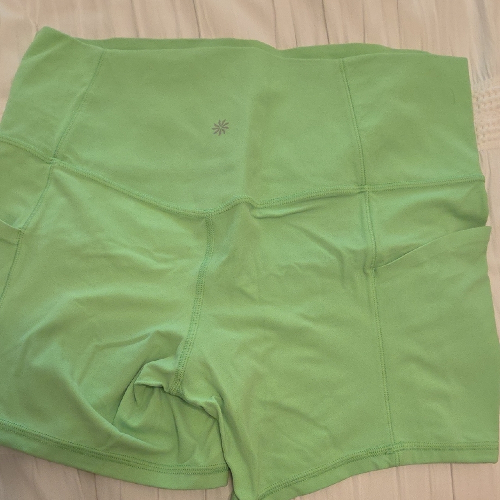 Athleta Green Athletic Shorts High-Waisted Stretch